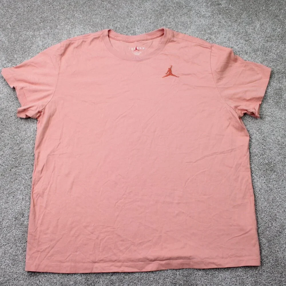 Jordan Shirt Mens 2XL XXL Pink Embroidered Jumpman‎ Logo Cotton Short Sleeve